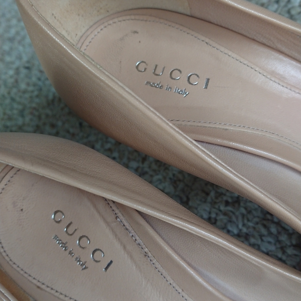 Gucci Nude/beige Peep-Toe Horsebit Pumps size 6.5 - Picture 8 of 15